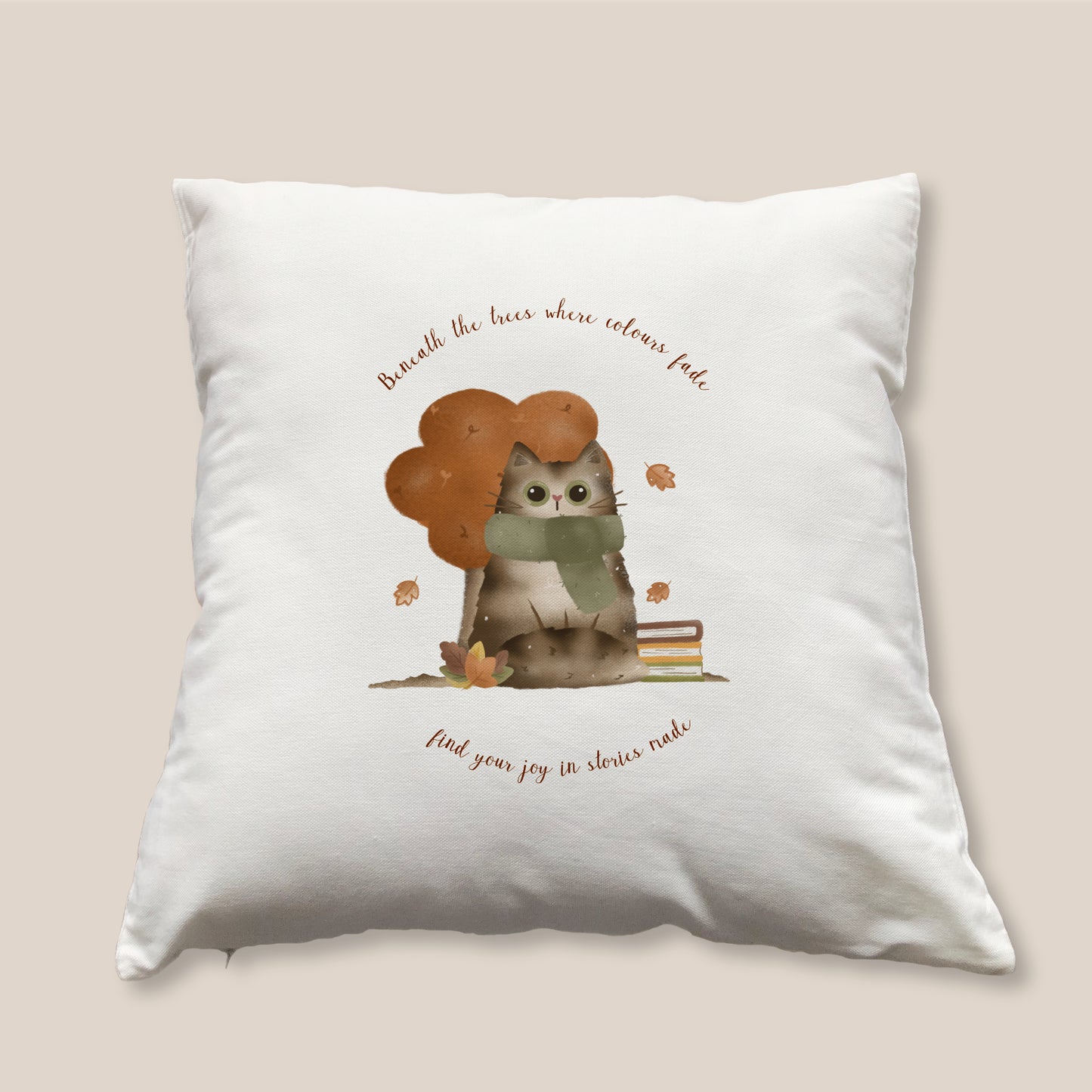 Cosy Autumn Cat Cushion