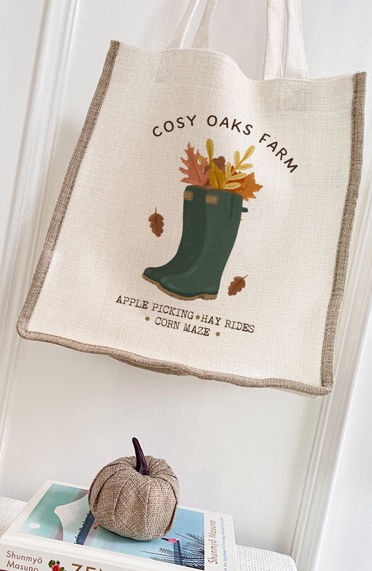 Cosy Oaks Farm/ Autumn Linen Gusset Bag