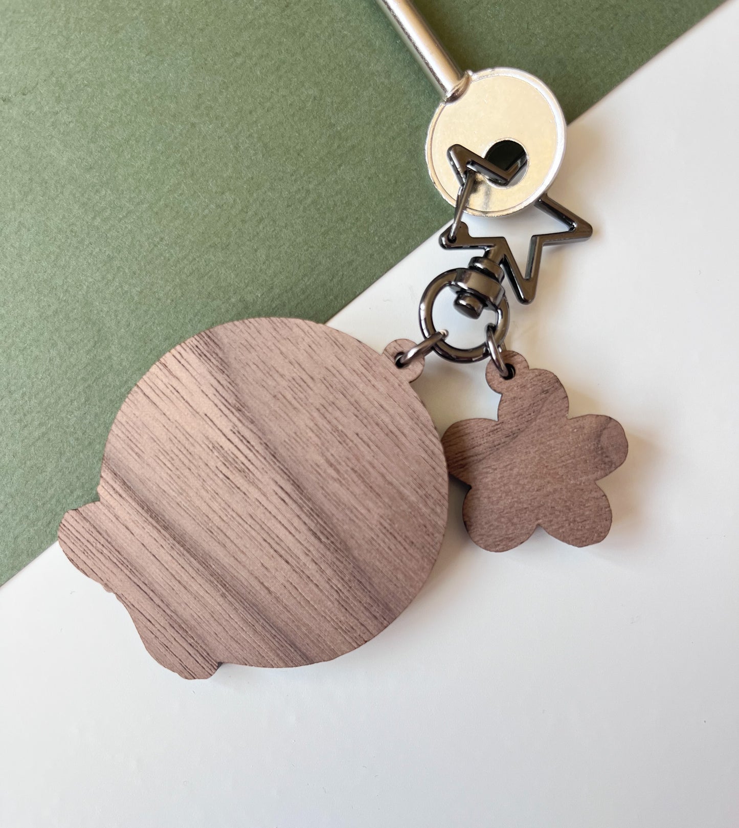 Black Cat Wooden Keyring