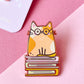 Hazel - Bookworm Cat Enamel Pin