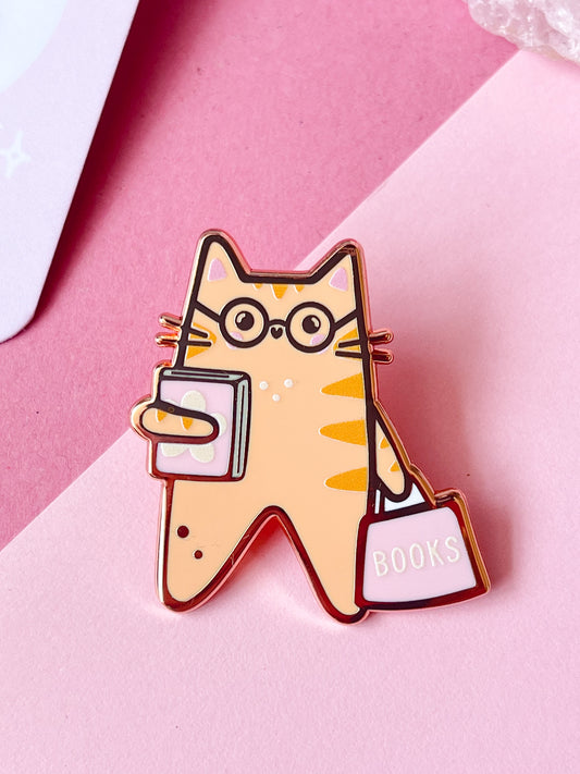 Betty - Bookworm Cat Enamel Pin