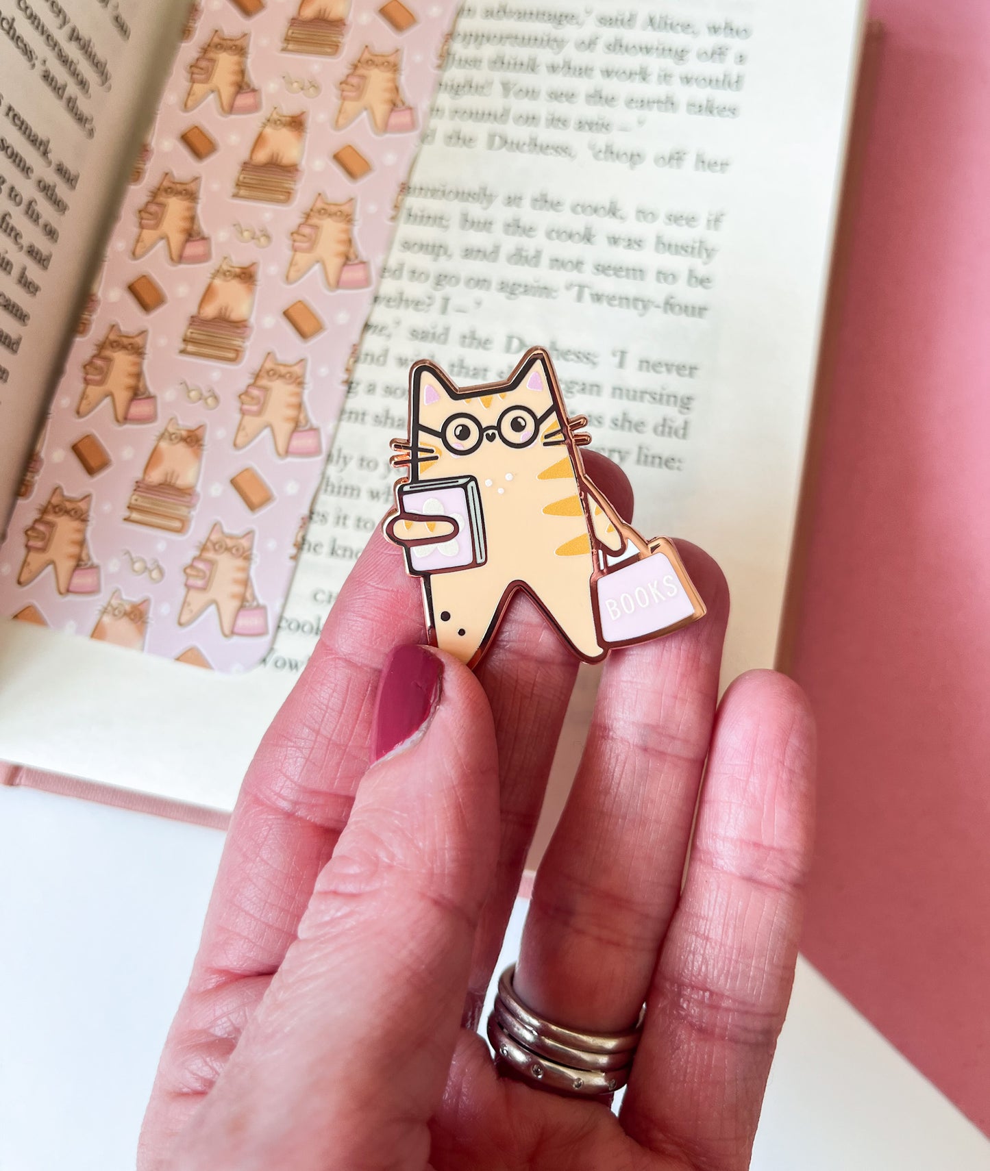 Betty - Bookworm Cat Enamel Pin