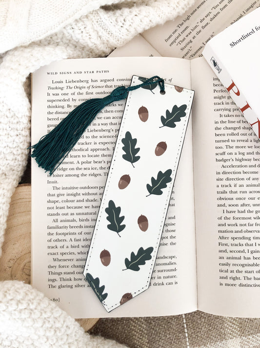 Oak Leaf & Acorns Vegan Leather Bookmark
