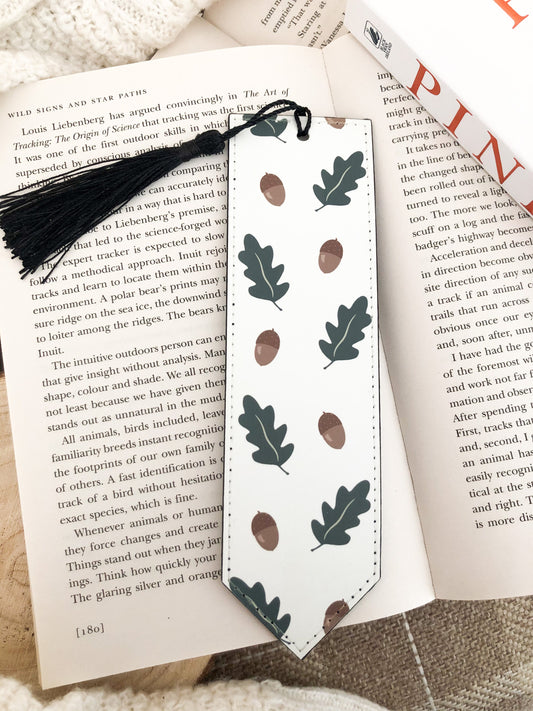 Oak Leaf & Acorns Vegan Leather Bookmark