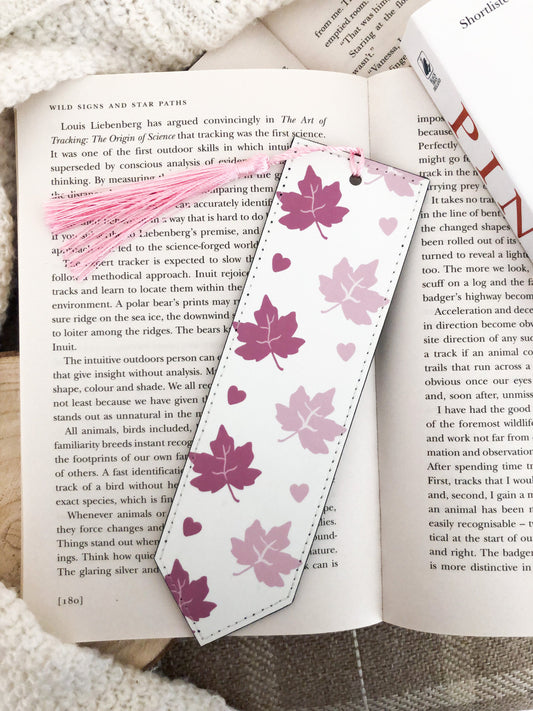 Pink Maples Vegan Leather Bookmark
