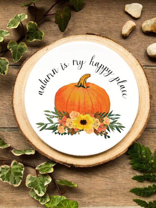 Autumn Is My Happy Place Ceramic Coaster