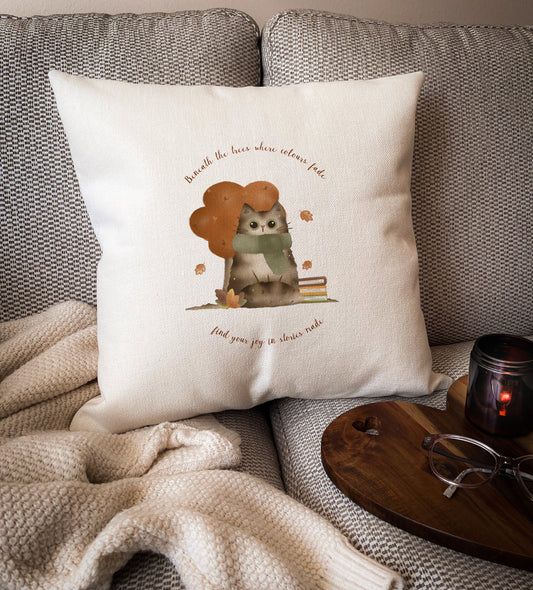 Cosy Autumn Cat Cushion