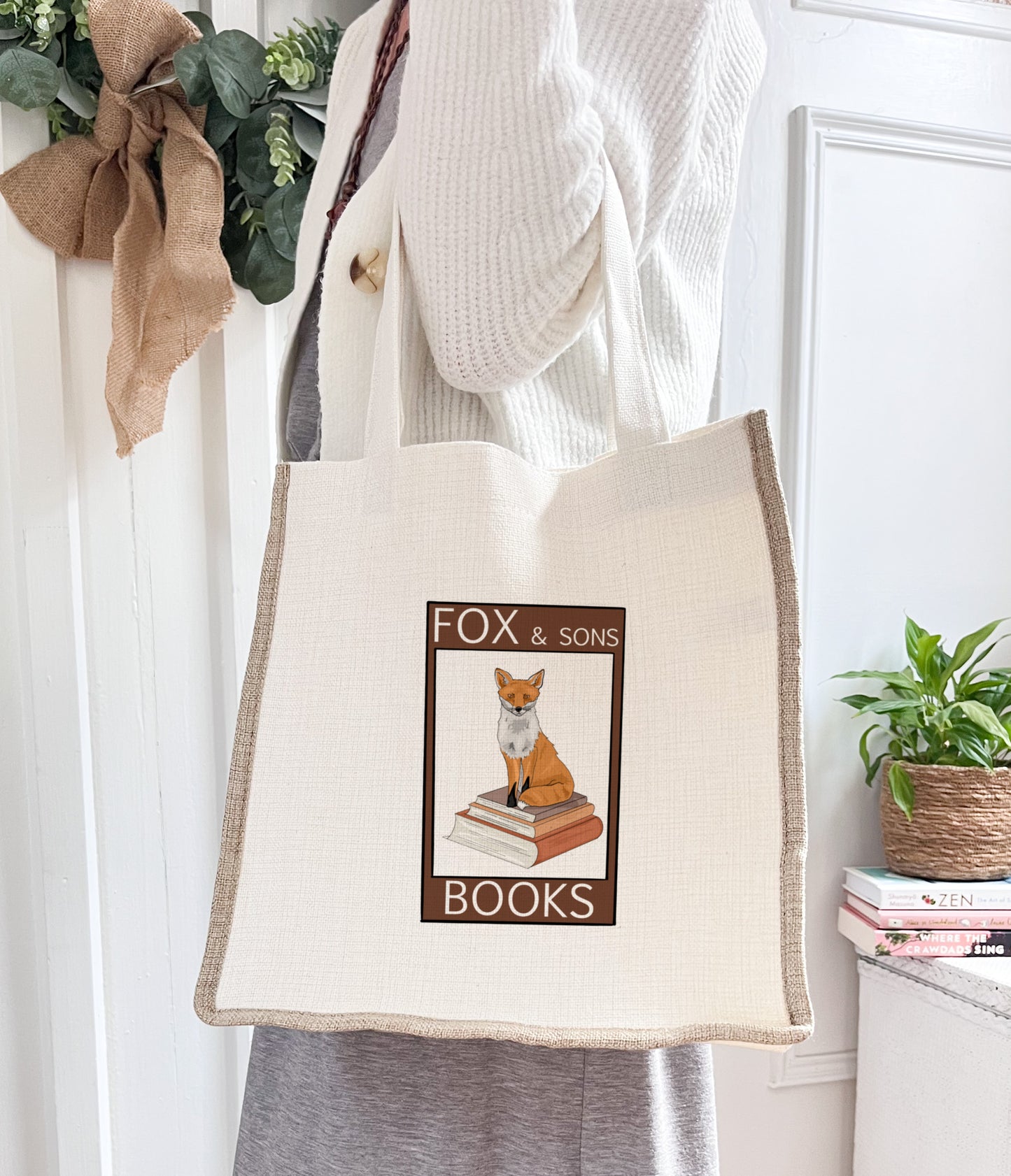 Fox Books Linen Gusset Bag