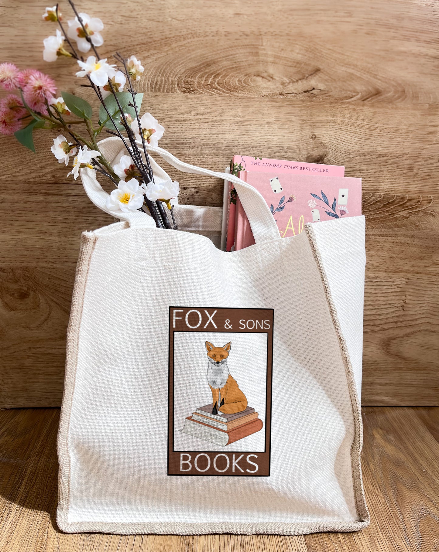 Fox Books Linen Gusset Bag