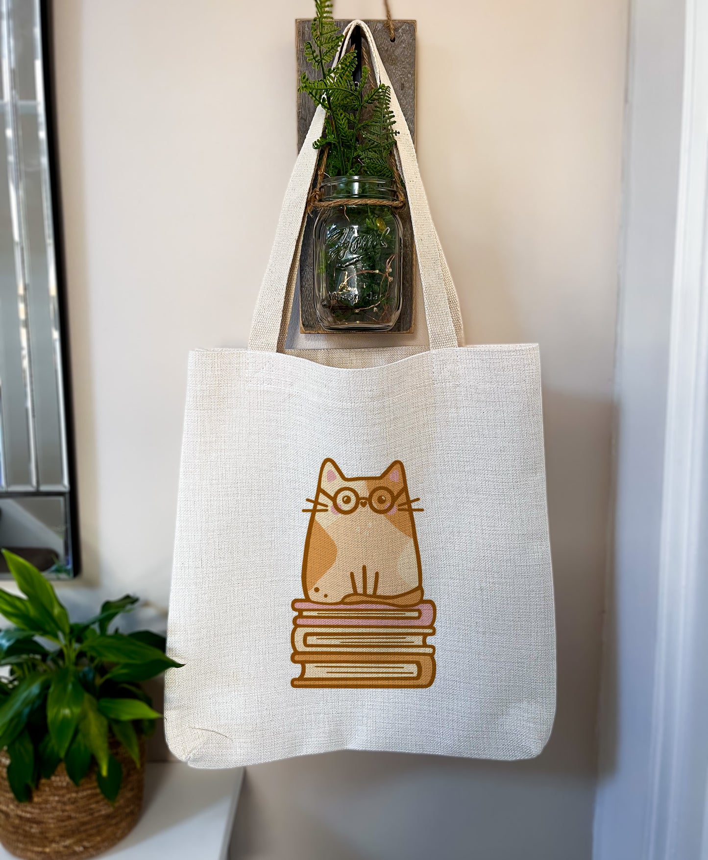 Hazel Bookworm Cat Book/Tote Bag