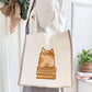 Hazel, Bookworm Cat Linen Gusset Bag