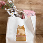 Hazel, Bookworm Cat Linen Gusset Bag