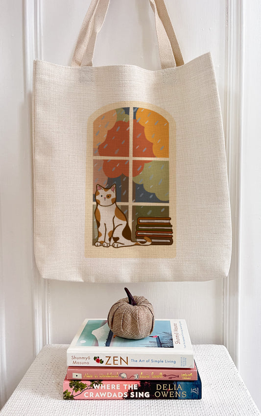 Rainy Day Cat Large Tote