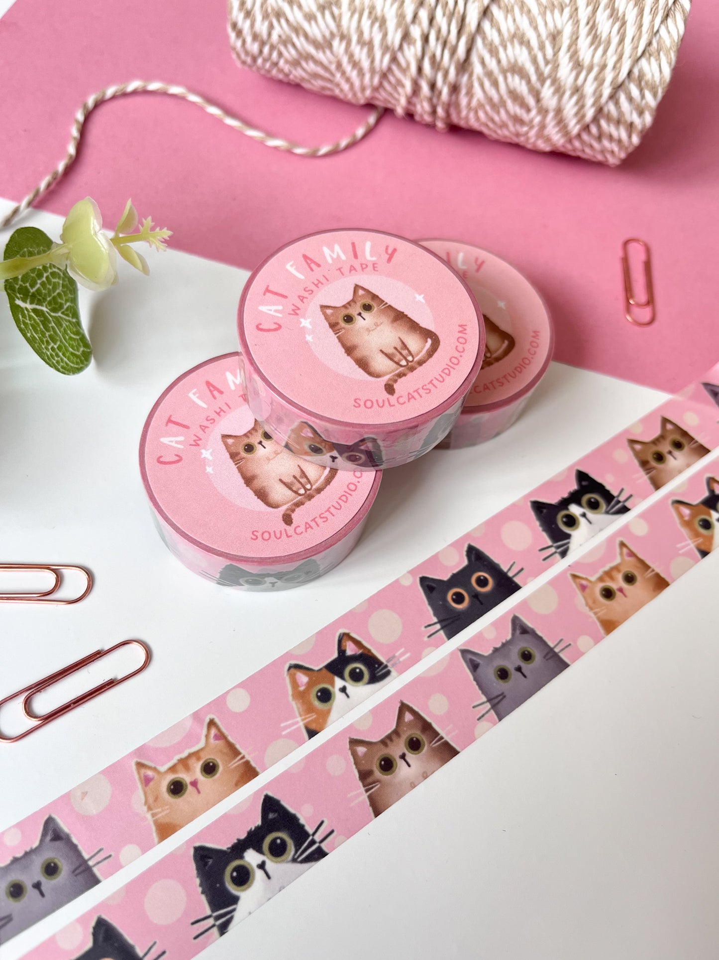 Cat Family Washi Tape - Pink