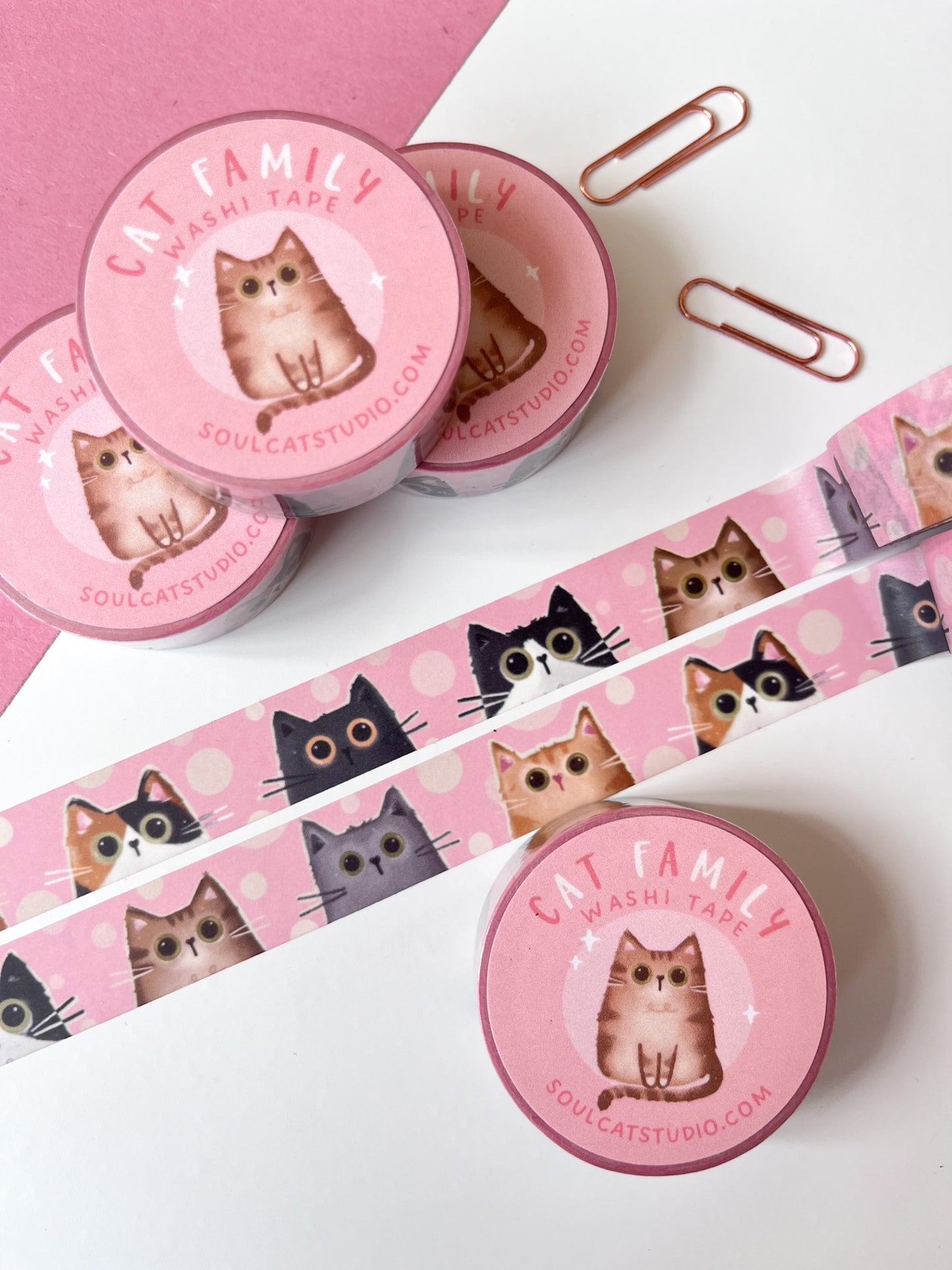 Cat Family Washi Tape - Pink