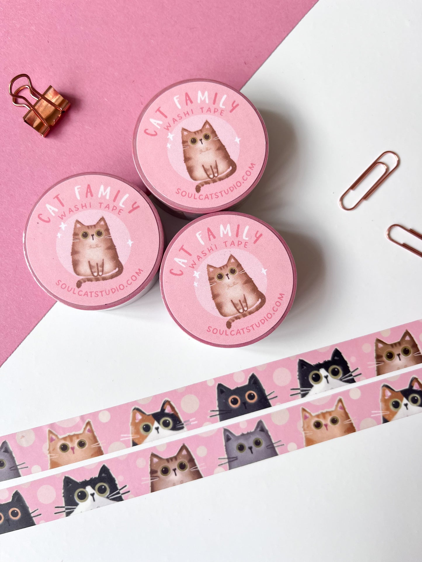 Cat Family Washi Tape - Pink