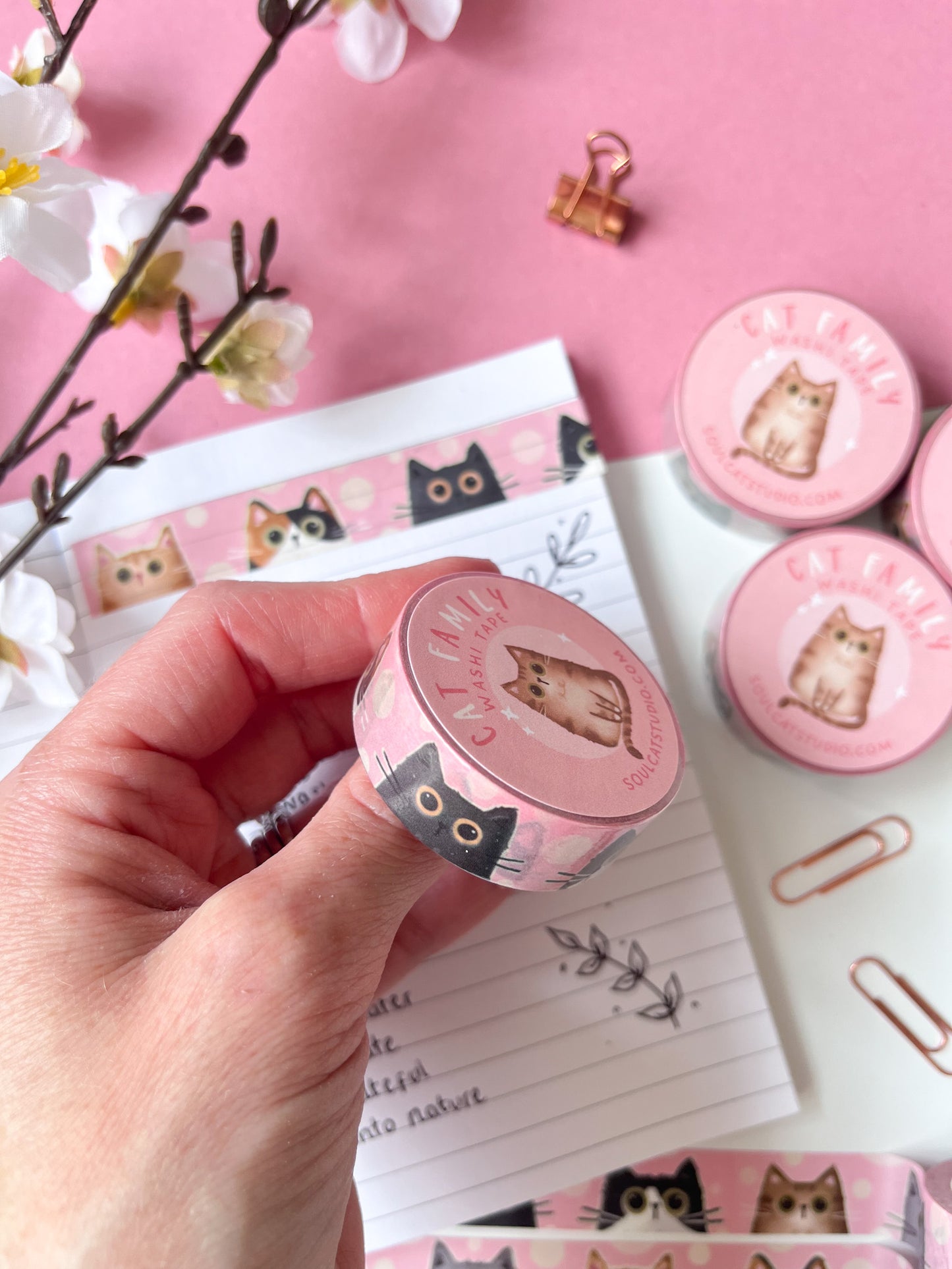 Cat Family Washi Tape - Pink