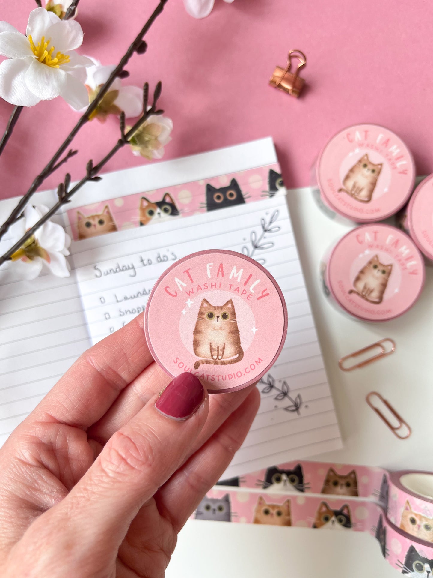 Cat Family Washi Tape - Pink