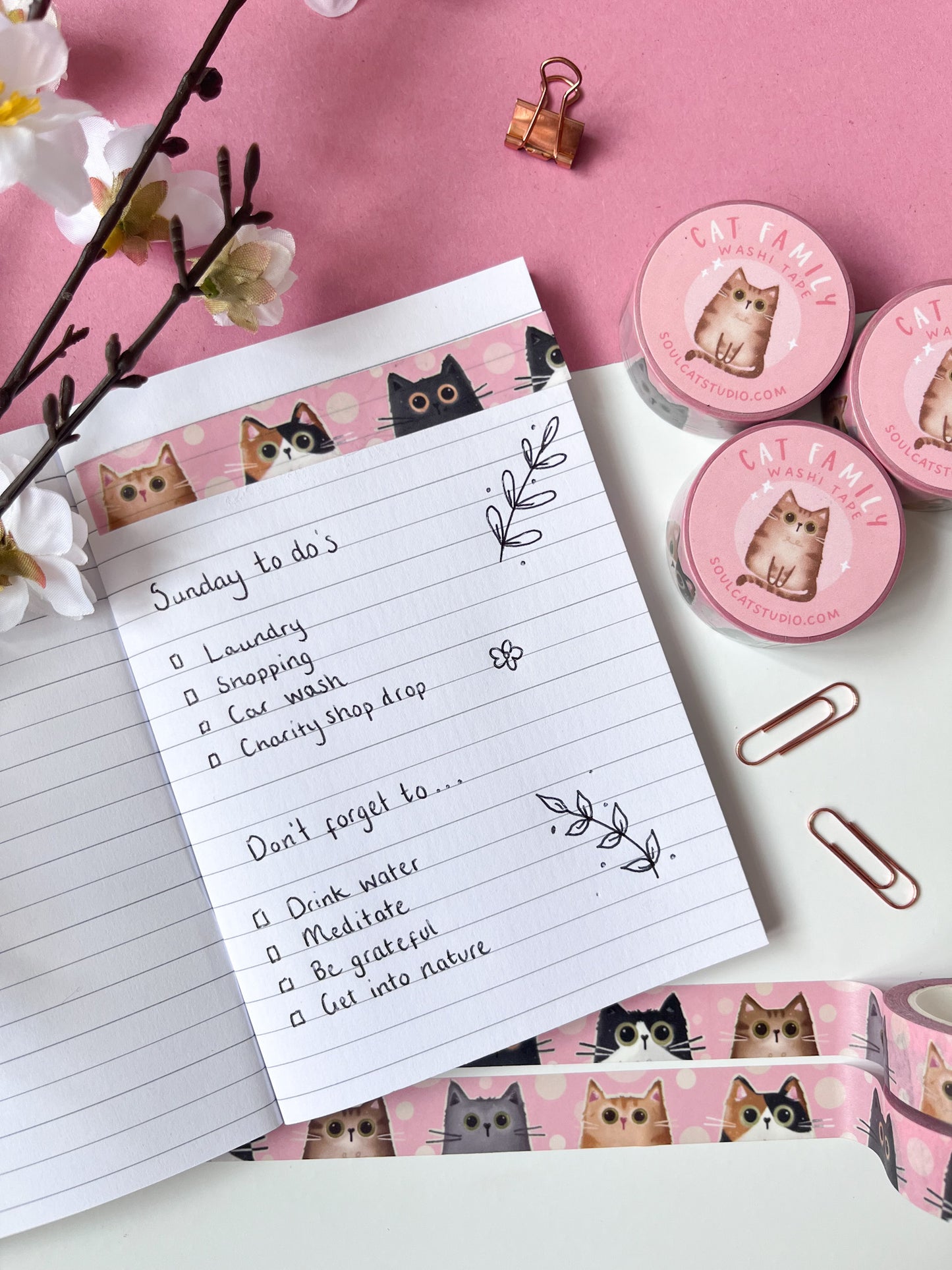 Cat Family Washi Tape - Pink