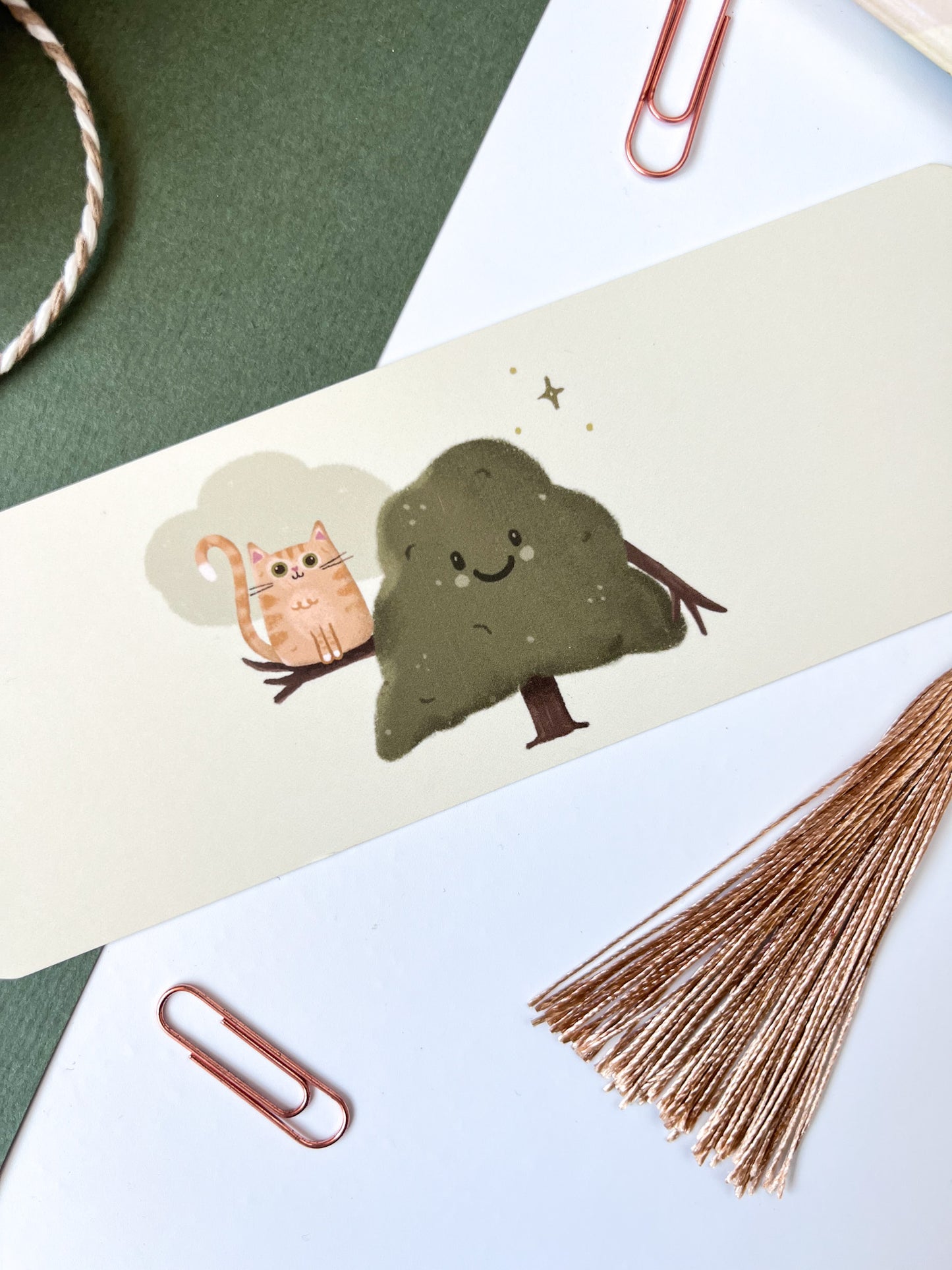 'Best Buds' Cat & Tree Illustration Bookmark