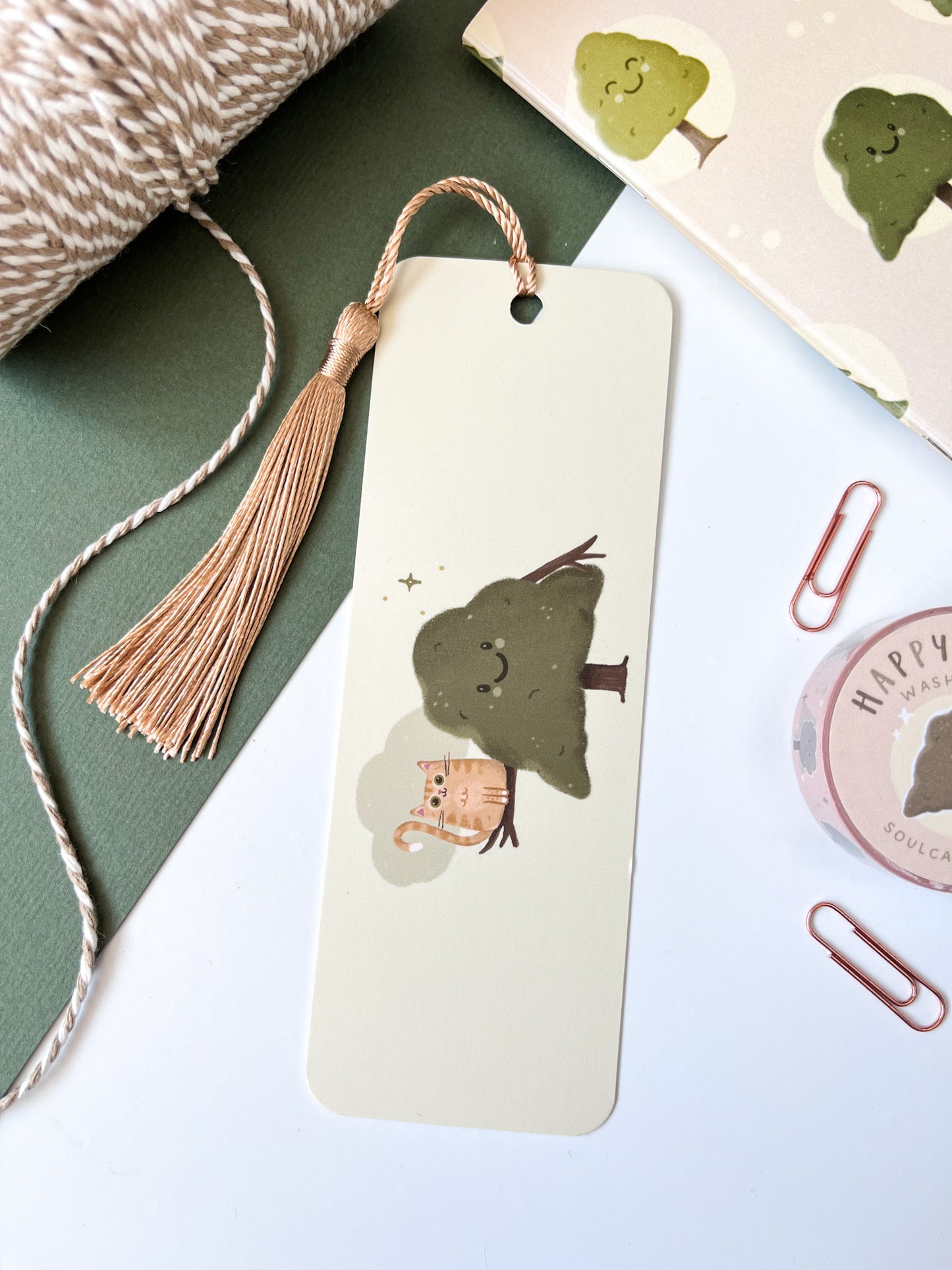 'Best Buds' Cat & Tree Illustration Bookmark