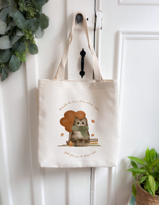 Cosy Autumn Cat Large Tote