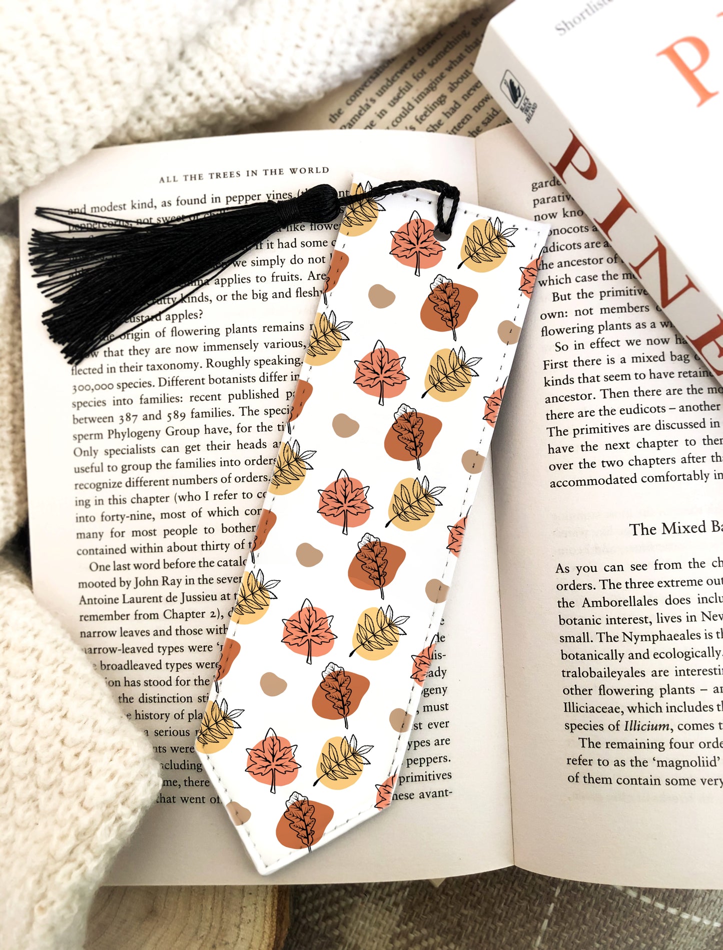 Falling Leaves Vegan Leather Bookmark