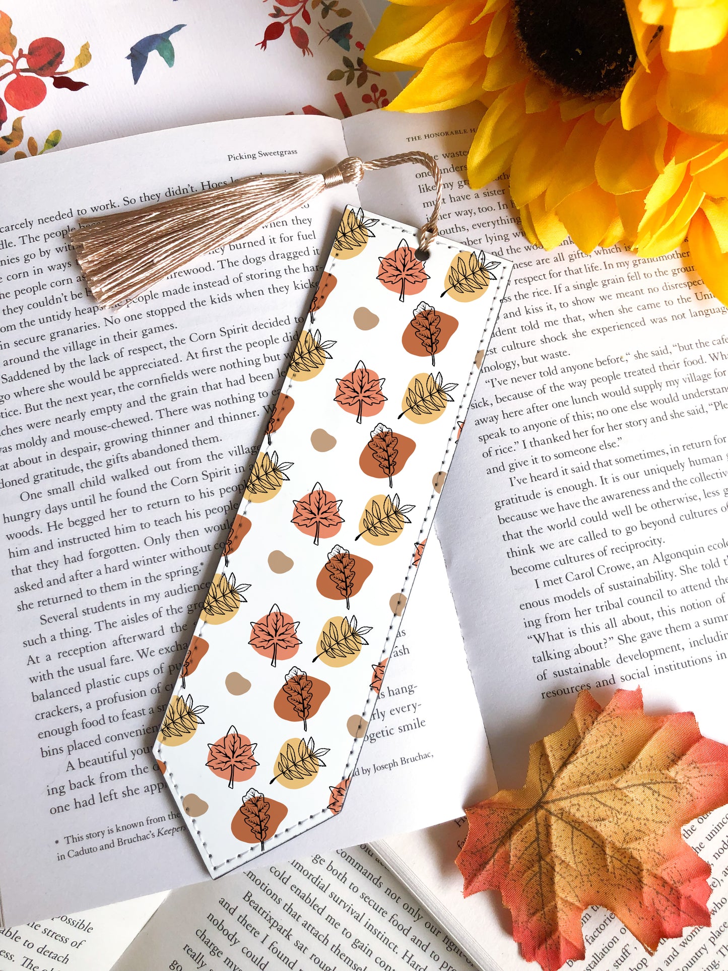 Falling Leaves Vegan Leather Bookmark