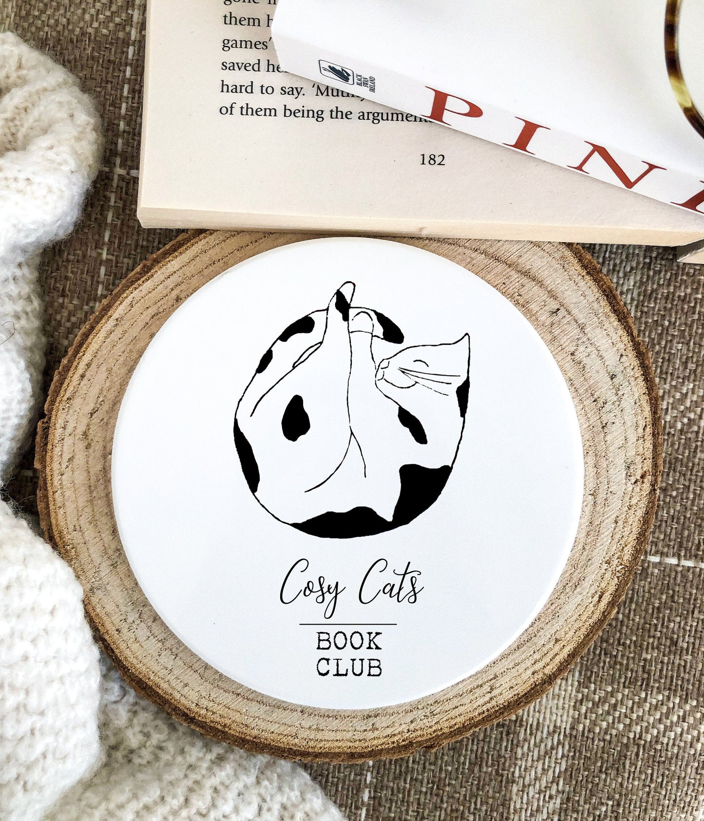 Cosy Cats Bookish Coaster