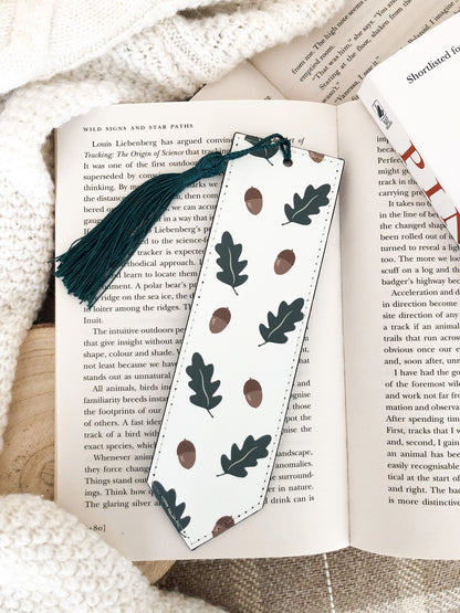 Oak Leaf & Acorns Vegan Leather Bookmark