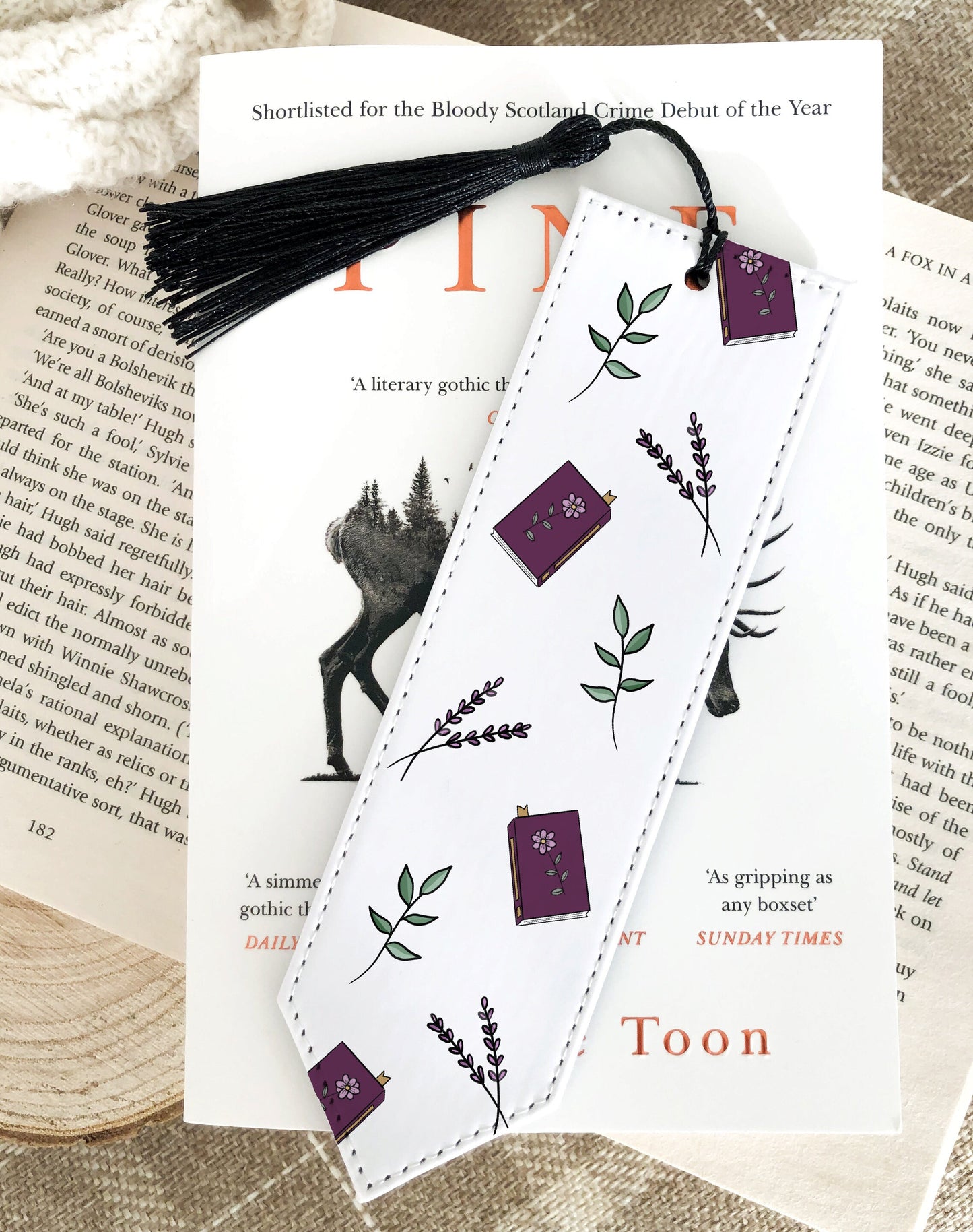 Lavender & Literature Vegan Leather Bookmark