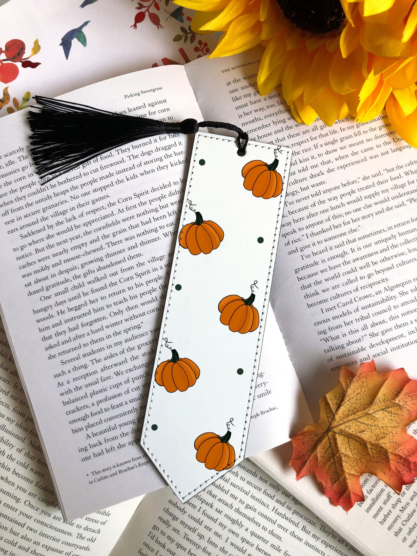 Pumpkin Vegan Leather Bookmark