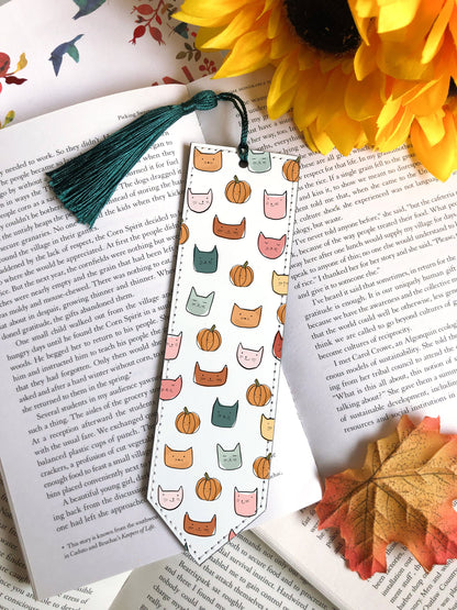 Cats & Pumpkins Vegan Leather Bookmark