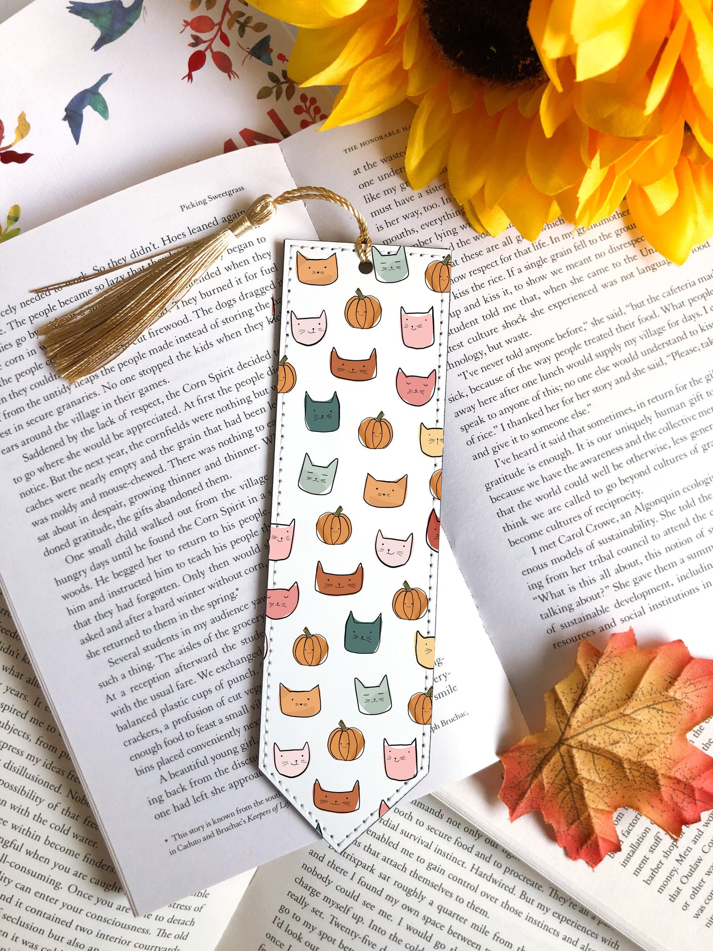 Cats & Pumpkins Vegan Leather Bookmark